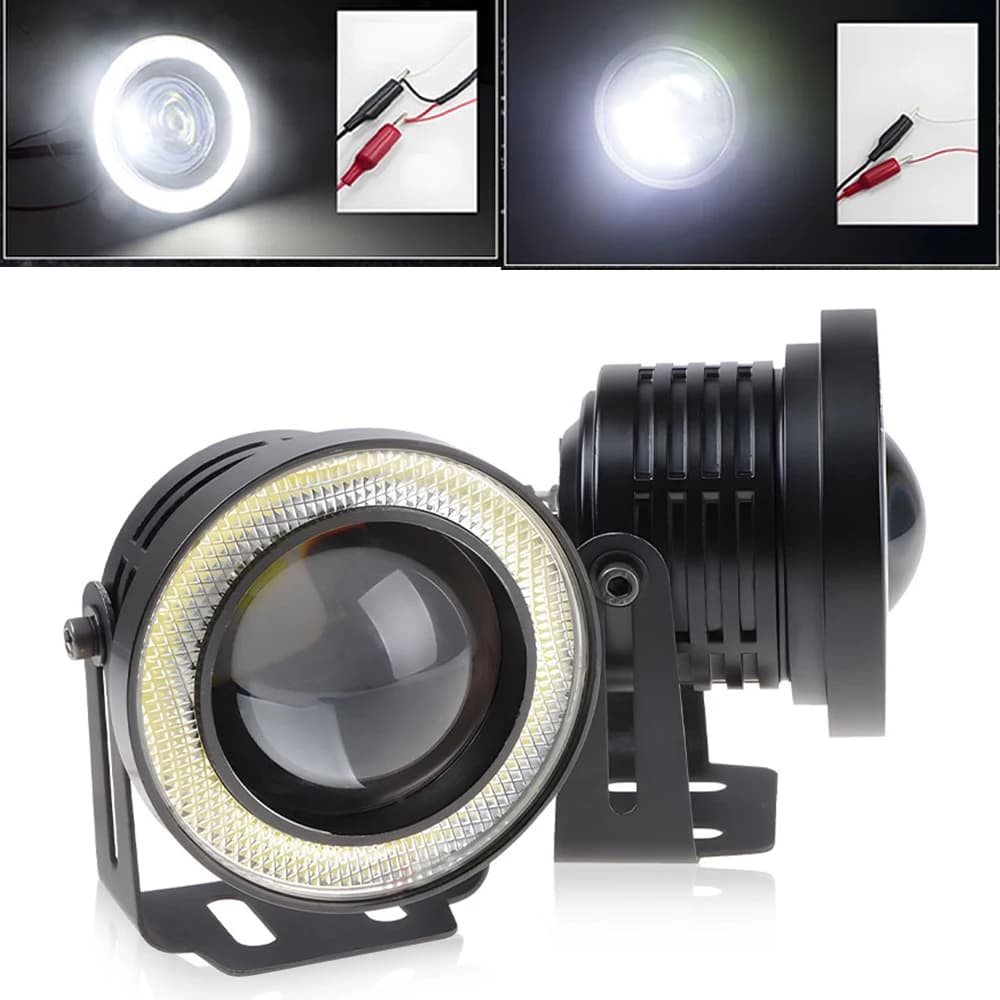 12V Angel Eye Car LED Fendinebbia 2.5 "3" 3.5 "Pollic COB Projector Halo Ring DRL Guide Fendinebbia Led Auto Daylight