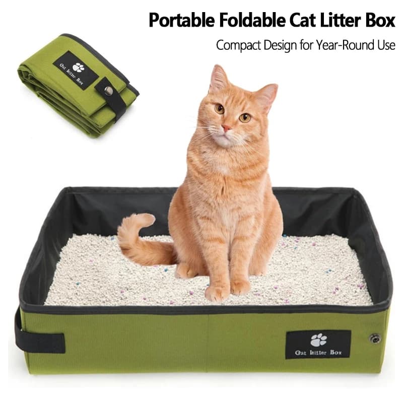 Lettiera per Gatti Portatile e Pieghevole, Impermeabile e Antiscivolo, Toilette da Viaggio per Campeggio, Hotel, Viaggi su Strada, Accessori per Gatti e Gattini, Verde L
