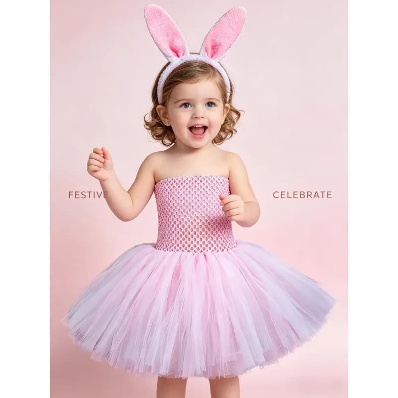 Gonna Tutu con Orecchie di Coniglio, Gonna Multistrato in Tulle, Costume per Feste e Cosplay, Abito Soffice per Spettacoli, Disponibile