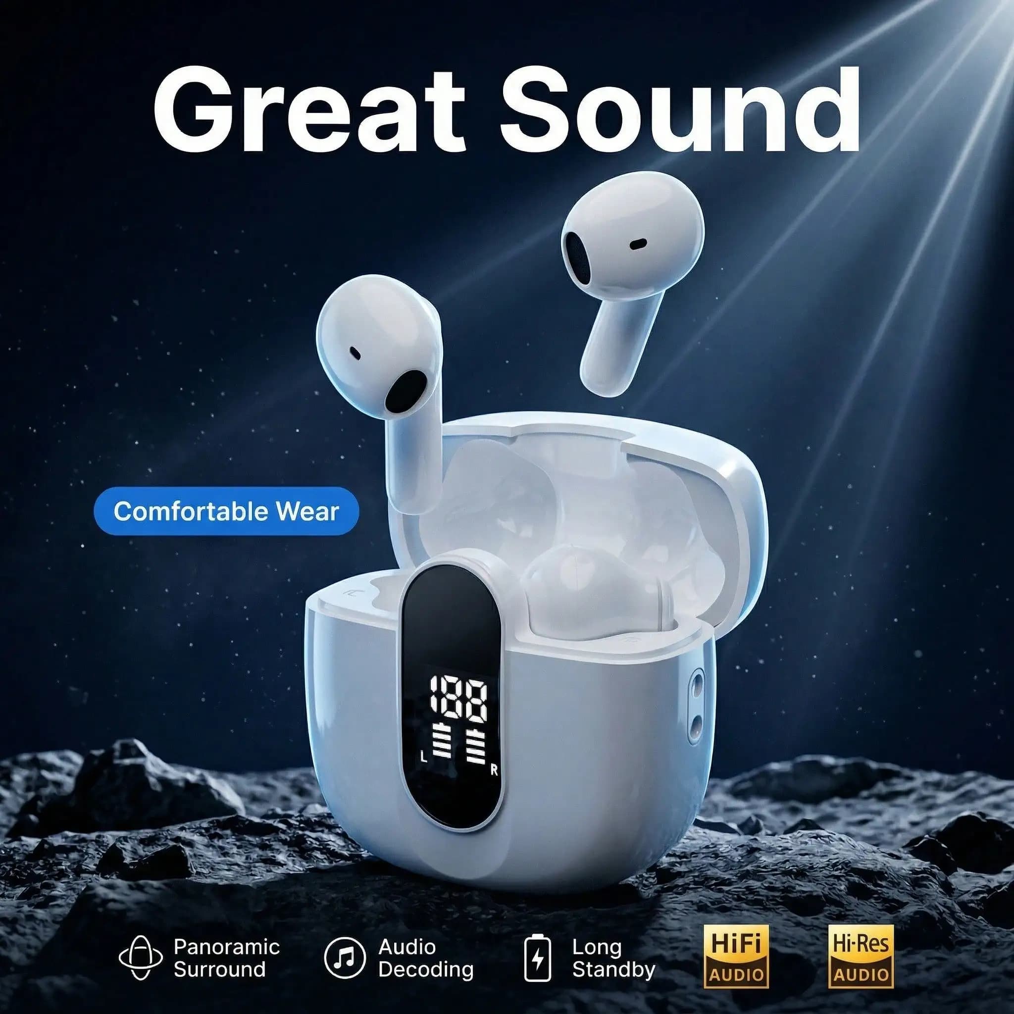 Nuove Cuffie Senyang 2026 True Wireless Semi In-Ear per Sport e Musica, Mini Auricolari TWS HIFI Bass Bluetooth, Stereo HD per Chiamate, Cuffie Stereo per Android e iPhone, Auricolari da Gaming, Cuffie Smart per Coppie, Ideali come Regalo