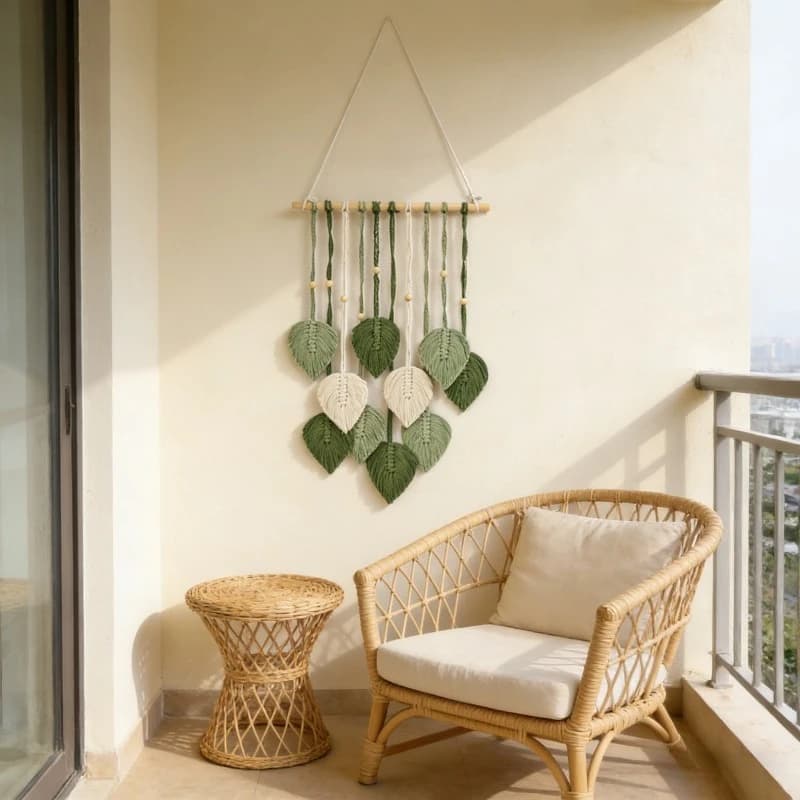 1 Piece Macrame Leaf Garland Jungle Nursery Decor Green Theme Classroom Room Decoration Mothers Day Gift Boho Style