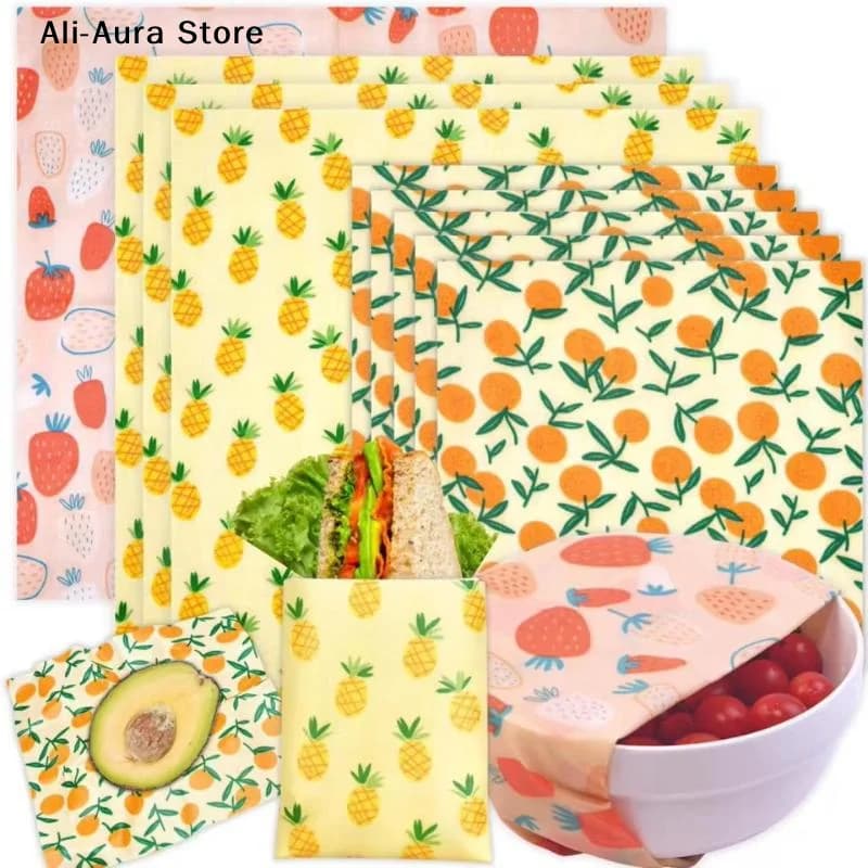Beeswax Food Wrap Eco Friendly Kitchen Wrap Replacement Organic Natural Bees Wax Reusable Mixed Pattern Beeswax Wraps Bowl Cover
