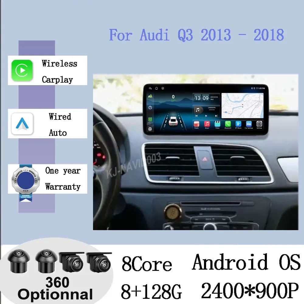 2400*900P QLED Schermo Senza Fili CarPlay Android 15 Auto Per Audi Q3 2013 - 2018 Auto Multimedia Radio GPS Navi 4G WIFI BT SWC Strumento