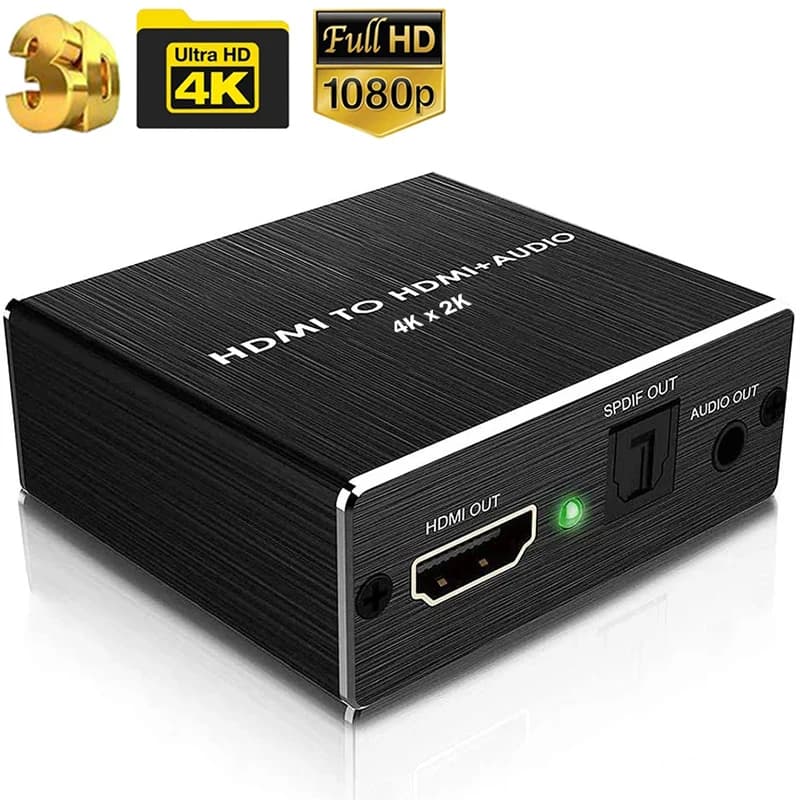 Estrattore audio HDMI da HDMI a HDMI e ottico TOSLINK SPDIF + convertitore estrattore audio stereo da 3,5 mm Adattatore splitter audio HDMI