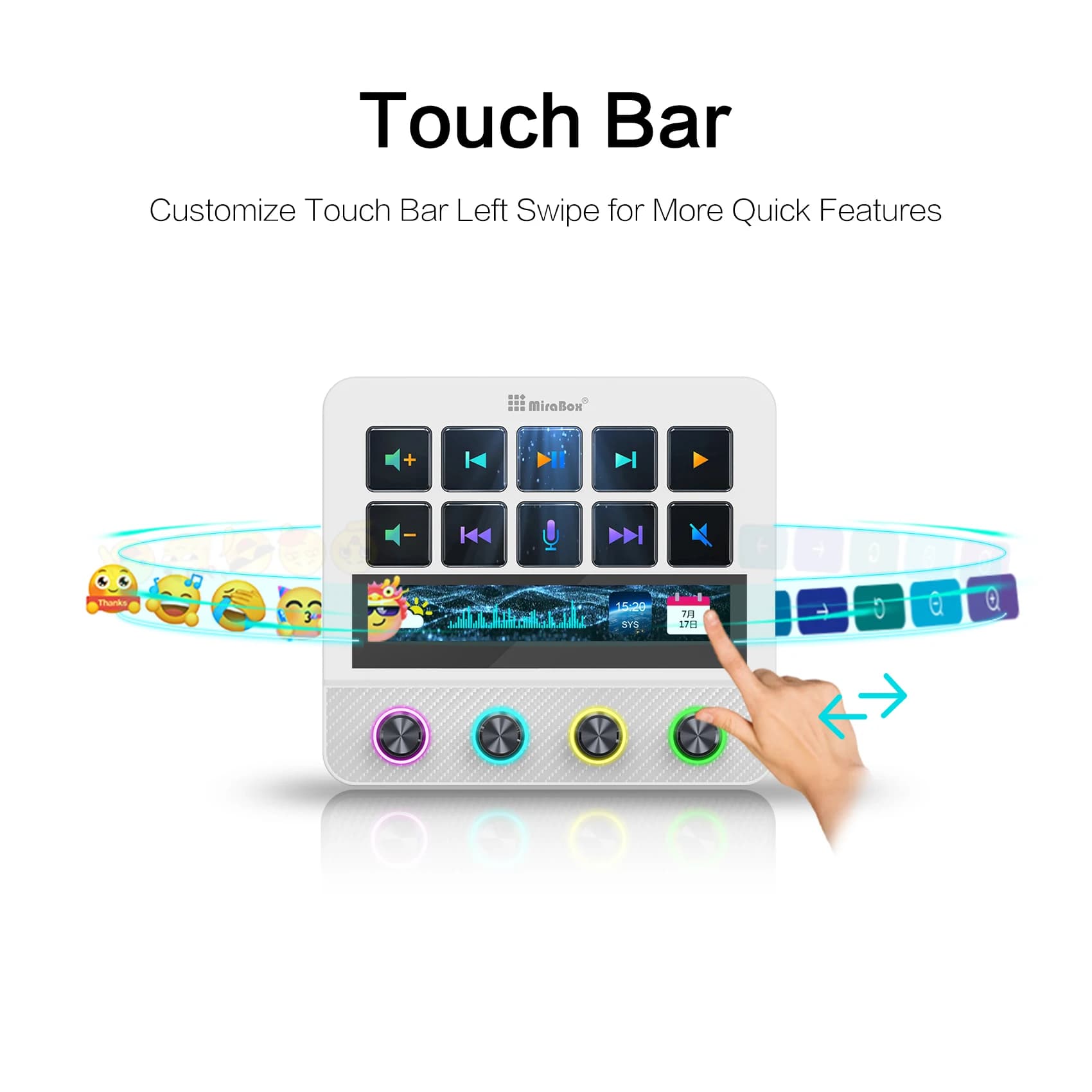MiraBox Stream Deck Controller N4 Pro N4 Touch Control, USB Expansion,Visual Shortcuts 10 Programmable LCD Keys+ 4 Knobs