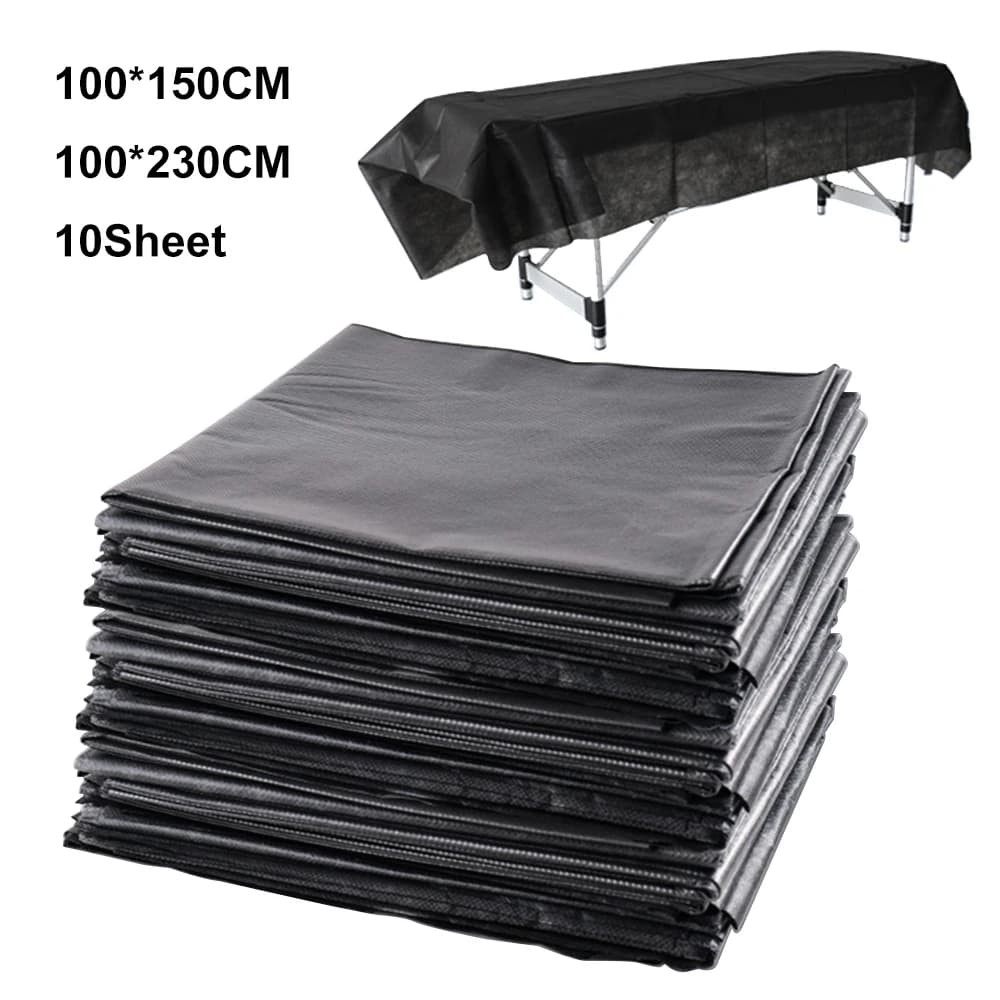 10 pz. 100x150/230cm Teli Coprilettino per Tatuaggi Neri Monouso Impermeabili in Tessuto Non Tessuto Resistente per Tatuaggi/Saloni di Bellezza