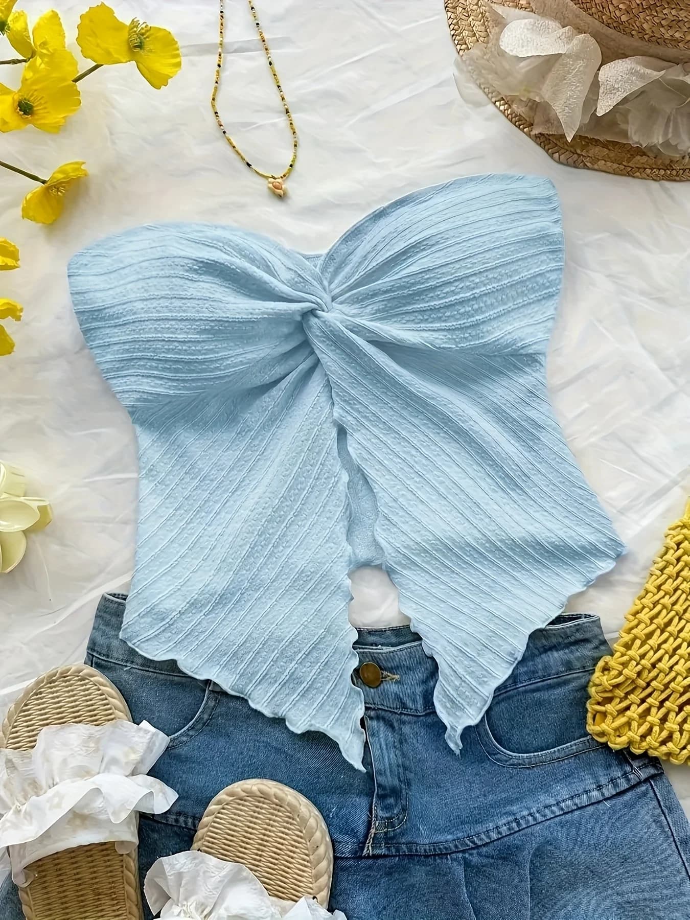 Elegante Blusa Primaverile-Autunnale da Donna con Spalle Scoperte, Monospalla, Corpetto Blu, Design Unico e Sensazione Elastica Media