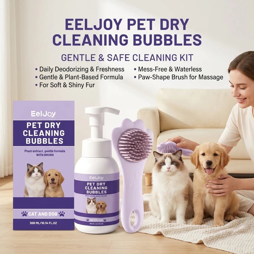 Pet Dry Cleaning Bubble Shampoo Kit Removing Stains Soothing Hair Eliminate Odor Long-Lasting Fragrance Dogs & Cats Foam Shampoo