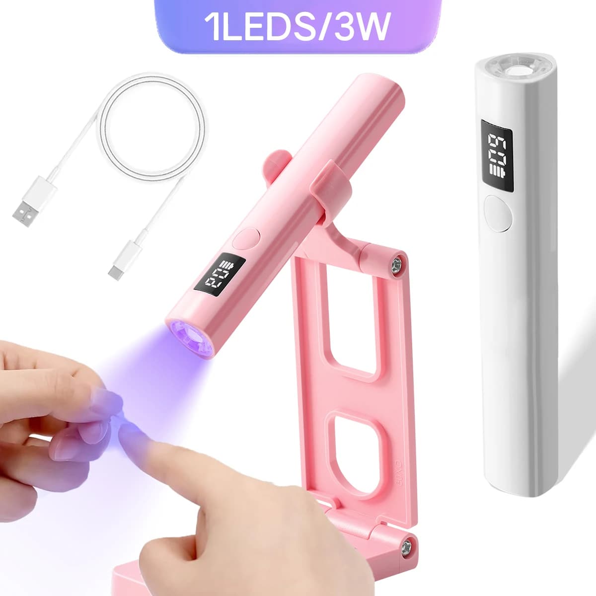 DianaBeauty Lampada Asciuga Unghie Portatile UV/LED Ricaricabile con Supporto Pieghevole per Gel Polish