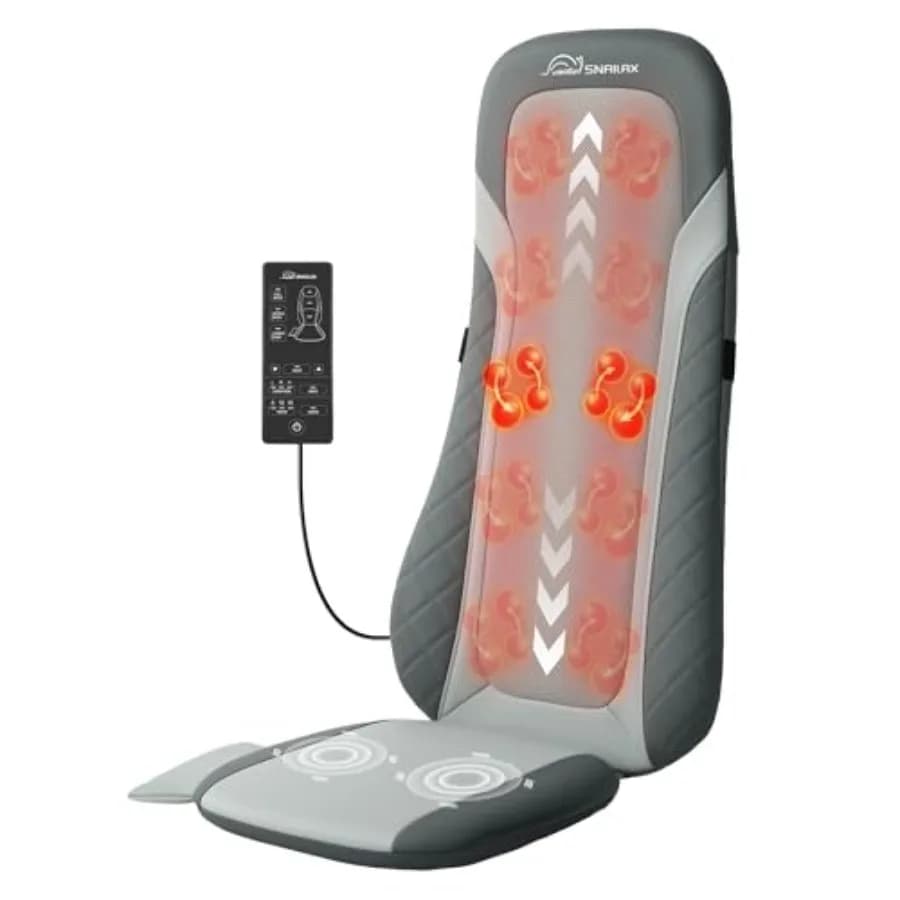 Massaggiatore Shiatsu per Schiena con Calore per Alleviare il Dolore, Massaggio Profondo dei Tessuti, Cuscino per Sedia Massaggiante con Funzione Impastante e Rullante, Supporto per la Schiena per Casa o Ufficio
