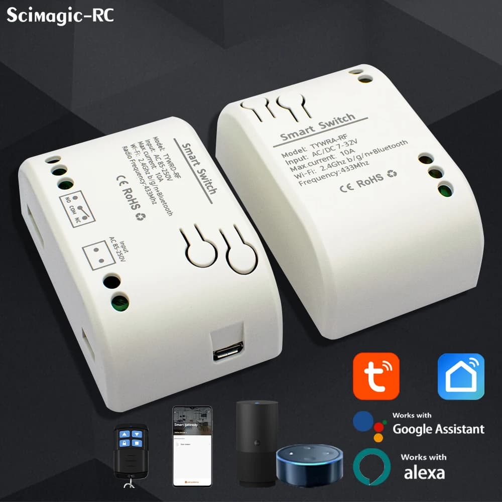 Tuya Smart Garage Door Opener Wifi Ricevitore per cancello scorrevole a battente 1CH Contatto a secco Controller di controllo remoto Alexa Google Assistant