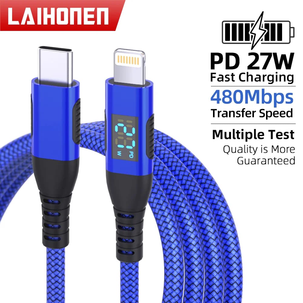 LAIHONEN USBC to Lightning for iPhone Charger Cable10FT Heavy Duty Lightning CableNylon Braided Fast Charging for iPhone14 13 12