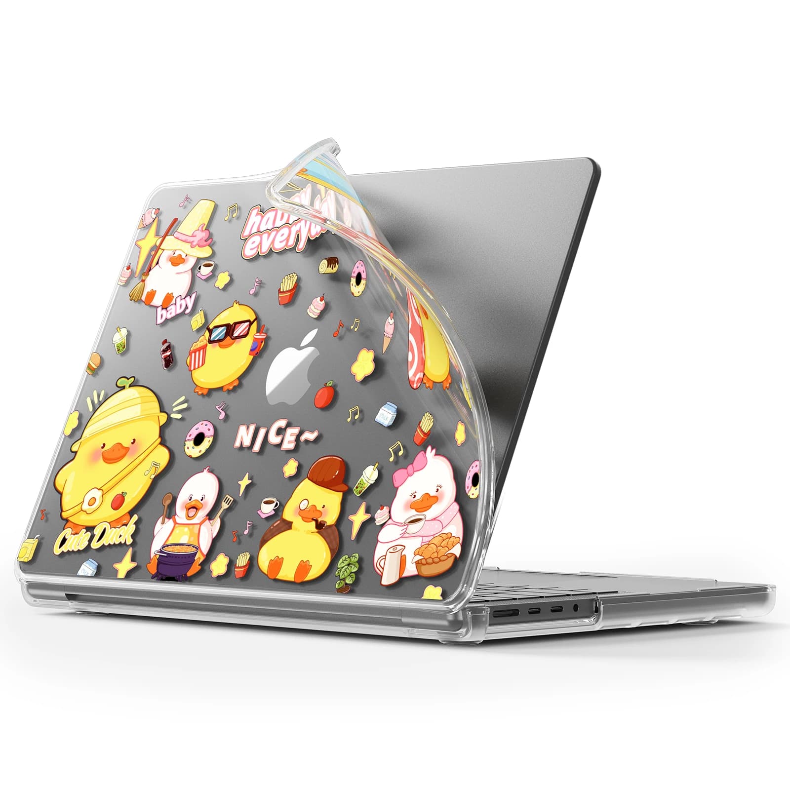 EGYAL Soft Case for MacBook Air 13.6 A2681 A3113 A3240 Case for Air 13.6 M4 M3 M2 Soft Edge Transparent Cute Duck