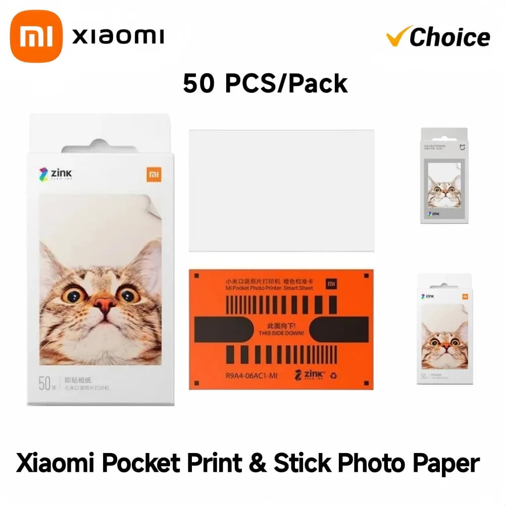 Carta fotografica Xiaomi ZINK Pocket da 3 pollici, autoadesiva, stampa istantanea senza inchiostro, per Mi Pocket Printer 1S, 50 fogli, 1 confezione