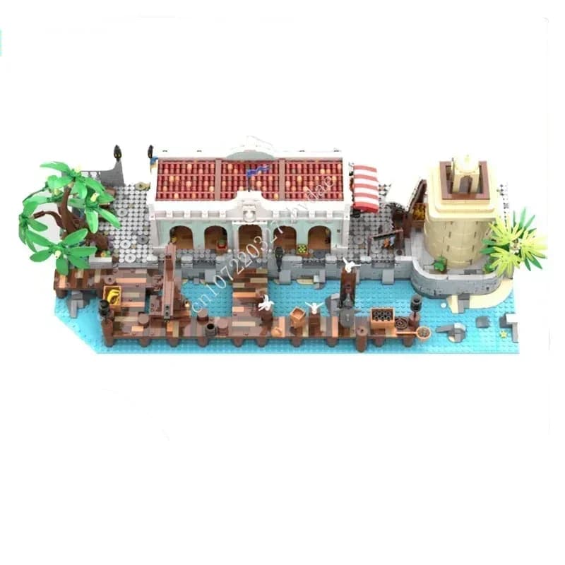 4103PCS MOC Porto Santa Maria Dockside Mercato Puzzle Vacanza Assemblaggio Compleanno Architettura Compleanno Giocattolo Regalo Di Natale per Il Capretto