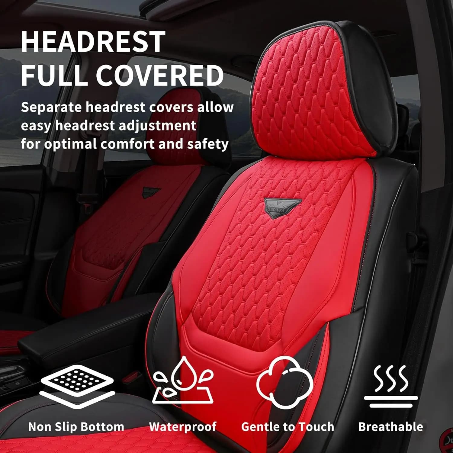 EKR Deluxe 7/8-Seat Car Seat Covers Universal Fit for SUV Minivans MPV Highlander Pilot Sienna 4Runner Santa Fe Chevrolet Suburban Waterproof Wear-Resistant Full-Coverage Car Interior Upgrade Protectors with 2-Year Warranty
