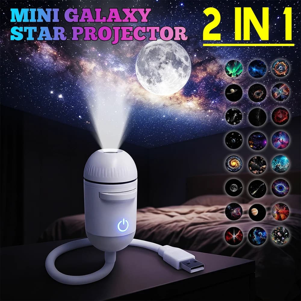 Galaxy Projector USB Night Light Car Mood Lights LED Starry Star Lamp Party Cool Stuff For Room bedroom Home Gaming Decor