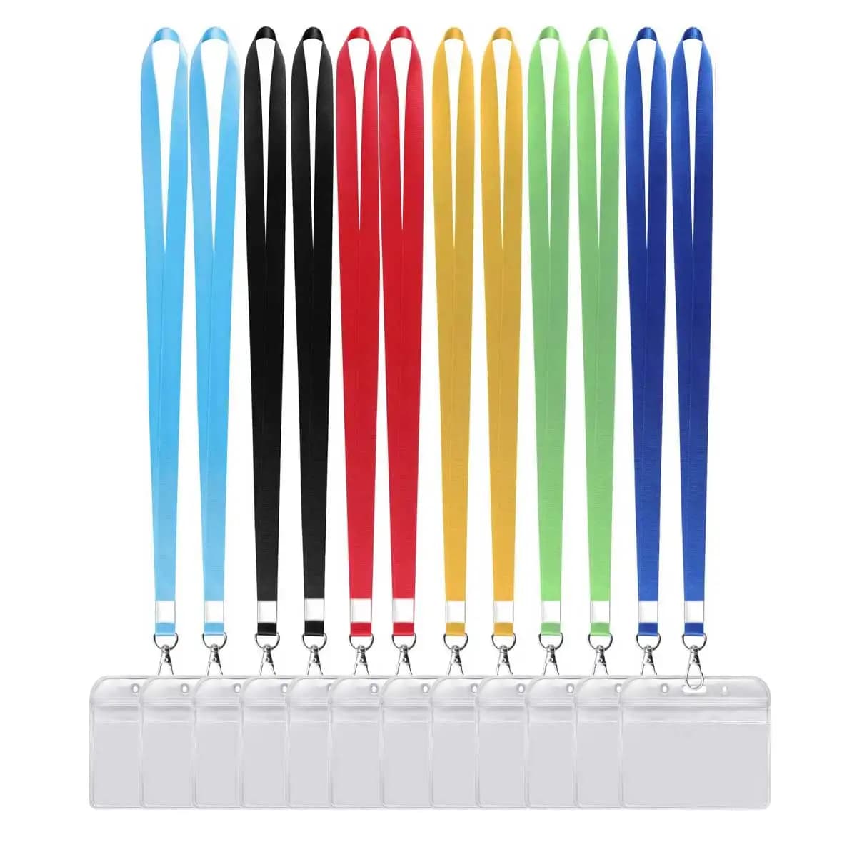 12pcs Badge Holder, Horizontal Badge Holder with Lanyard, Premium Clear Plastic ID Holders for Badges, Card Protector Waterproof