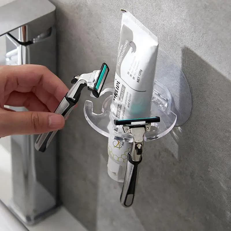 Removable Toothbrush Holder Clear Toothpaste Organizer Waterproof Easy Clean Bathroom Gadget for Small Bathroom Space Saving
