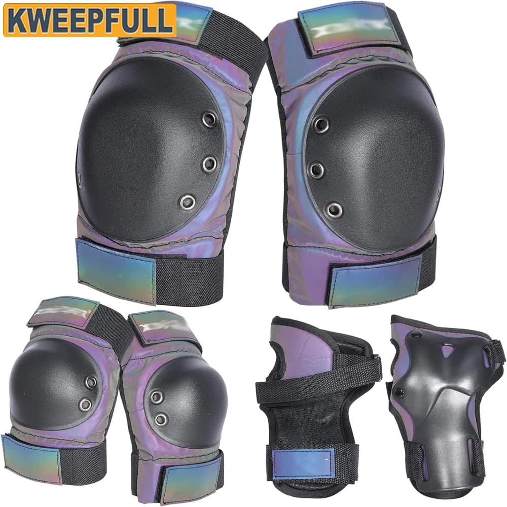 Protective skating equipment for adults, knee pads for skates and elbows with roller skating wrist guards, Skateboard,Skateboard, Scooter