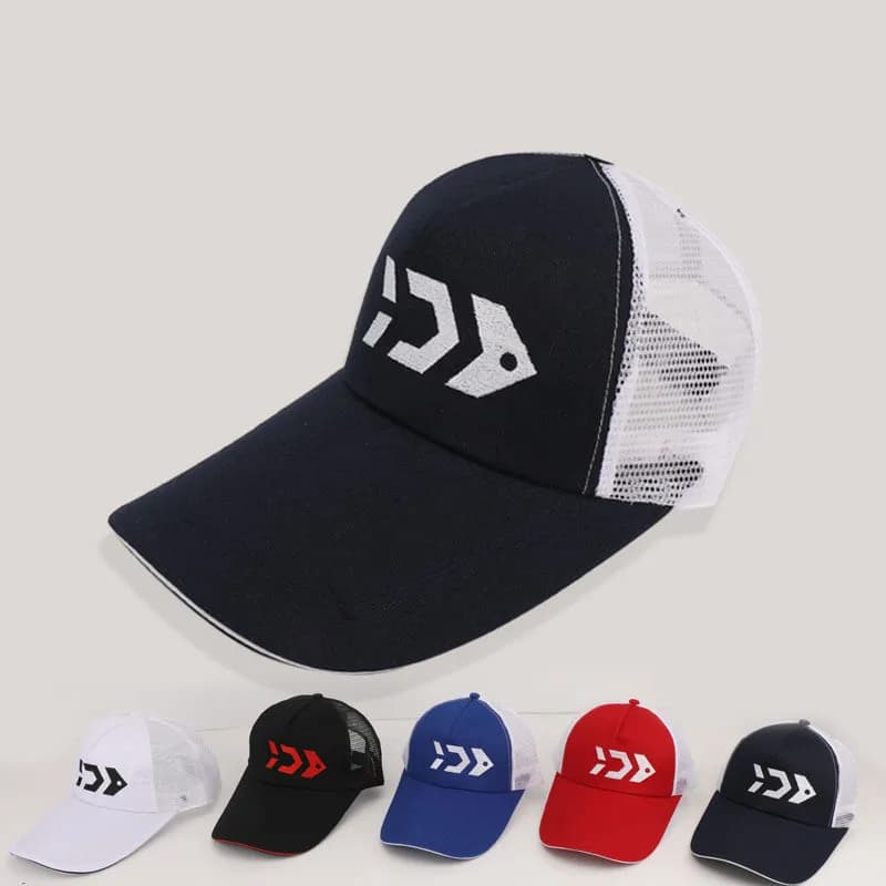 Cappello da pesca traspirante da esterno, 2 pezzi, protezione solare in rete, visiera a becco d'anatra, cappello da pesca per uomo, cappello da baseball per pescatori sportivi