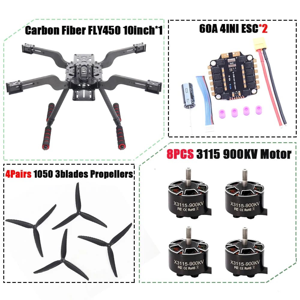 B-CUBE Nuovo Drone Intelligente Open Source FLY450 450MM F722 Quadricottero RC Multicottero Multirotore con Carrello di Atterraggio Betaflight