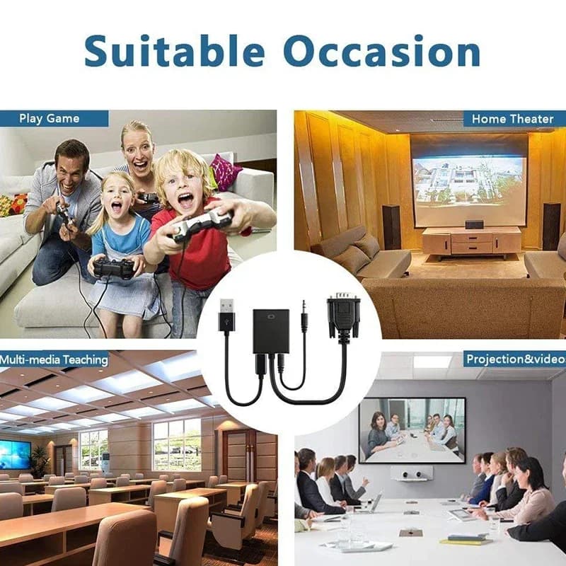 Cavo convertitore compatibile da VGA a HDMI con uscita audio per proiettore HDTV per PC portatile