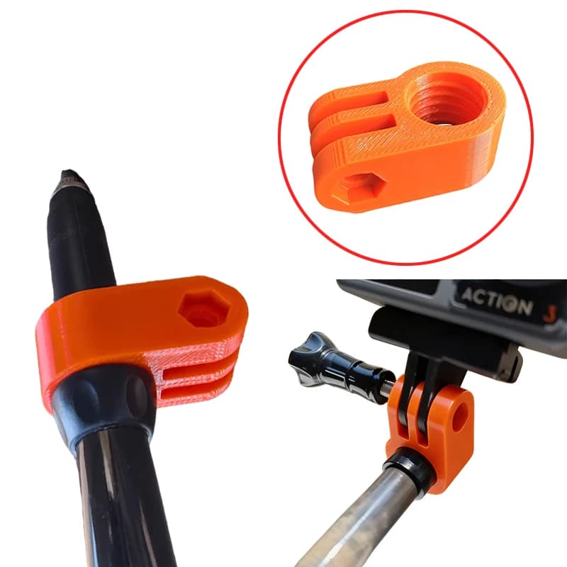 Support for Selfie to Mount on Trekking Stick with Threaded Point, GoPro Style Interface Compatible with Insta360/DJI Osmo Action