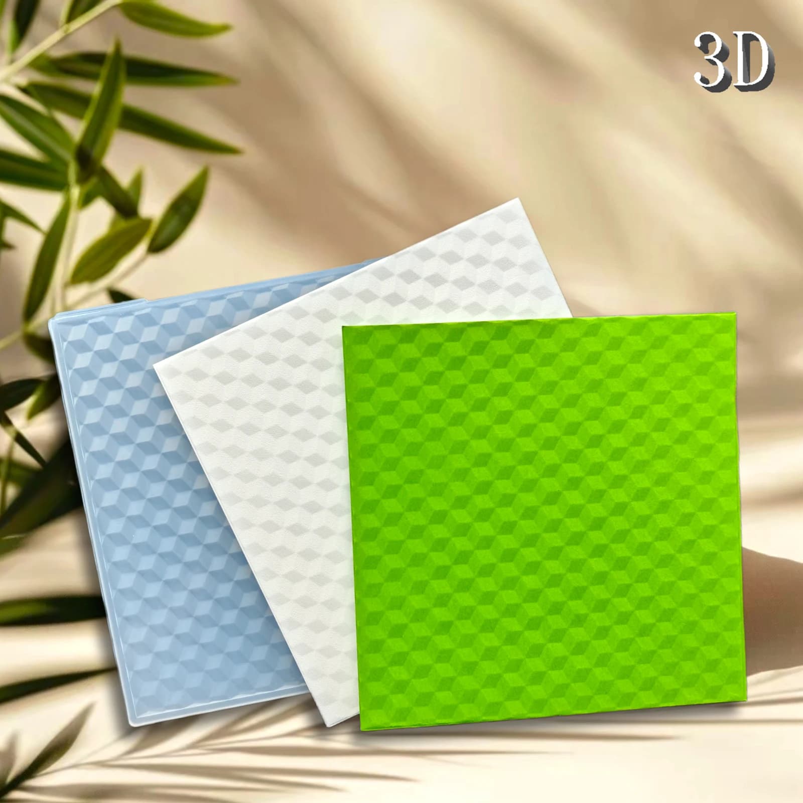 Cartella portadocumenti in rilievo 3D Design Cube, plastica resistente, bianco, tema festivo, per realizzare carte e album, progetti artigianali fai-da-te, En