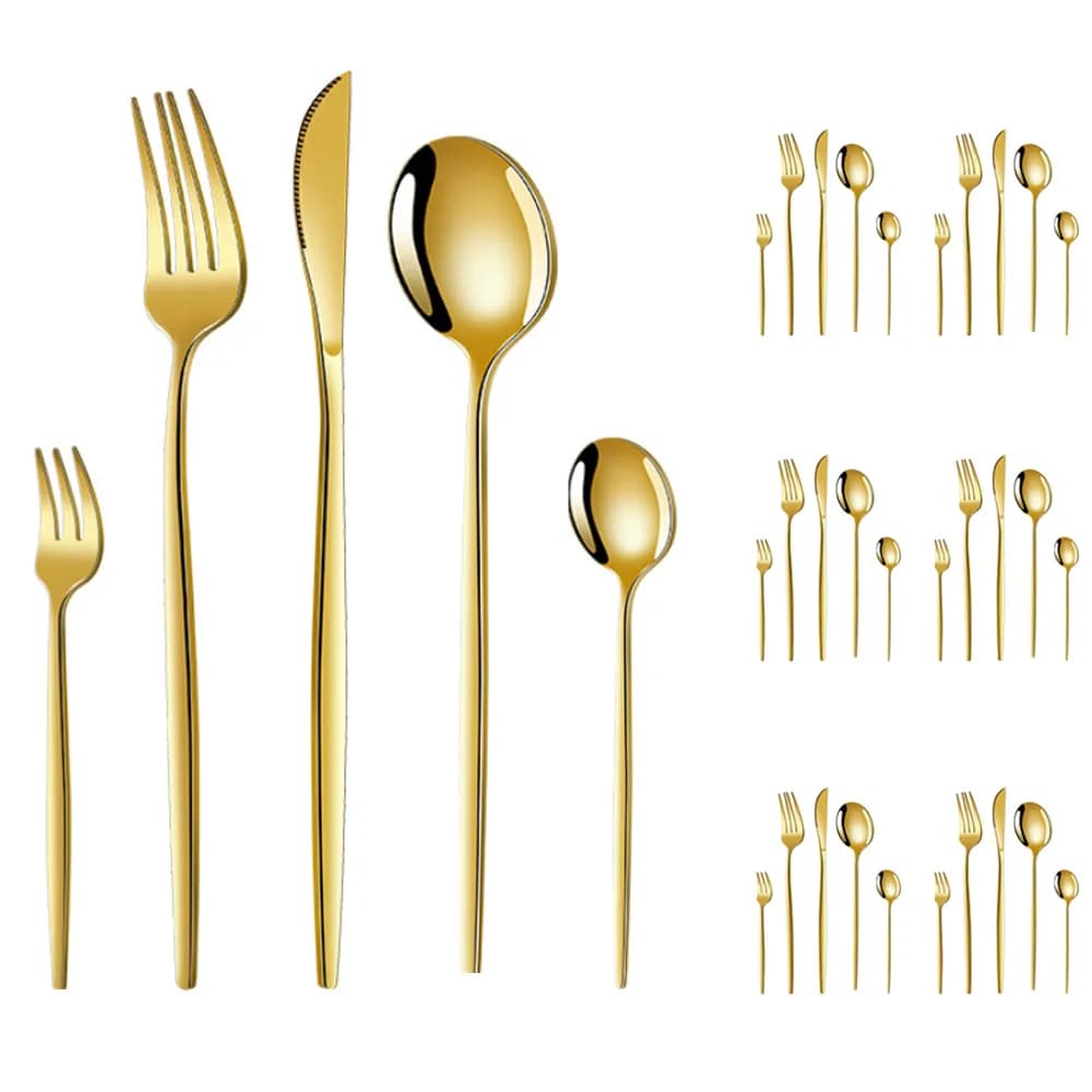 Set di posate in acciaio inossidabile da 30 pezzi, confezione regalo, set di coltelli da bistecca, forchette e cucchiai, stoviglie, utensili da tavola, accessori da cucina