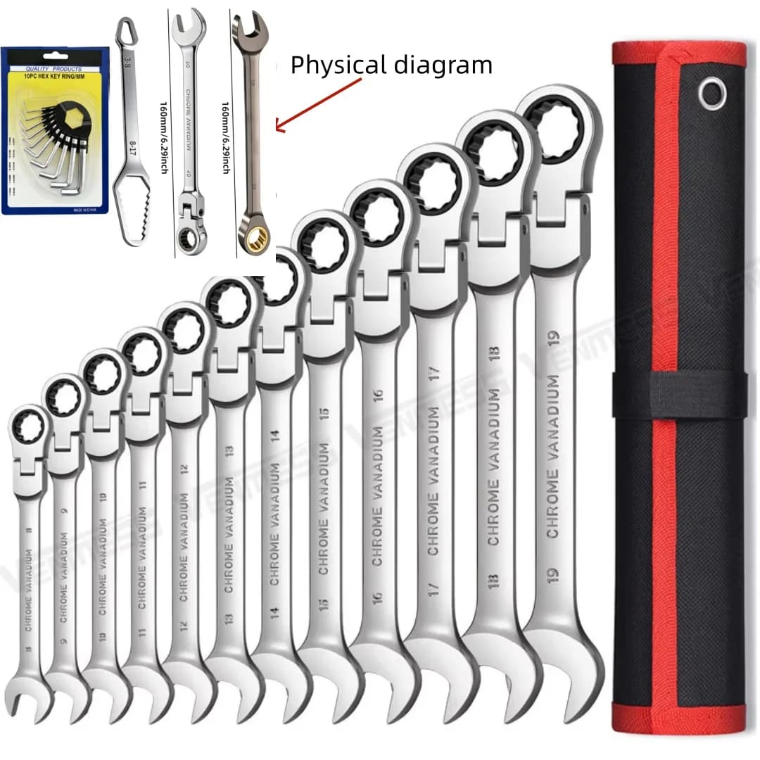 13PC Set with Swivel Ratchet Wrenches; Perfect Hand Tools for Auto Repair, Household Maintenance, Practical Gift for Men.