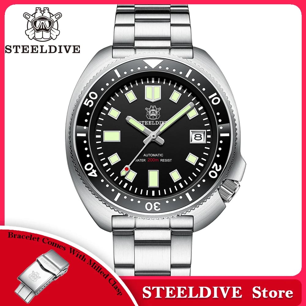 SD1970 New Arrival STEELDIVE Brand 20ATM Water Resistant Ceramic Bezel Glass Insert Sapphire NH35 Watch Automatic 6105 Turtle