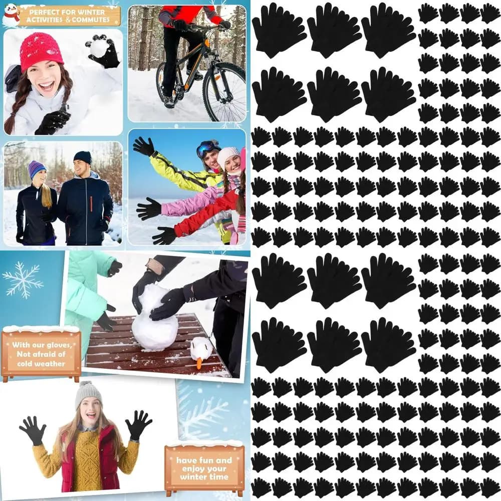 Confezione da 150 guanti invernali in maglia sfusi: caldi, unisex, perfetti per senza casa e regali di Natale