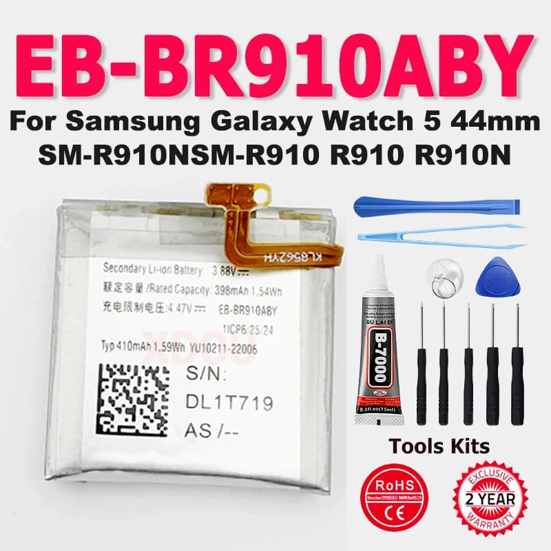 EB-BR910ABY 410mAh Batteria per orologio intelligente per Samsung Galaxy Watch5 44mm SM-R910N SM-R910 R910 R910N Batteria + Strumenti gratuiti