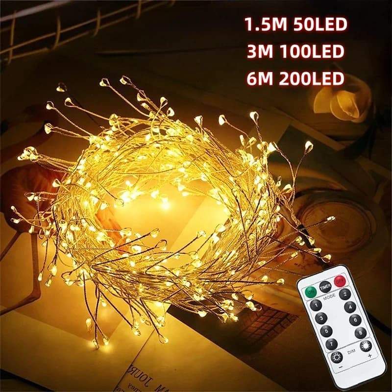 Luci a corda petardo a LED USB da 1,5/3/6M con telecomando per la decorazione di Natale, festa di nozze, Capodanno