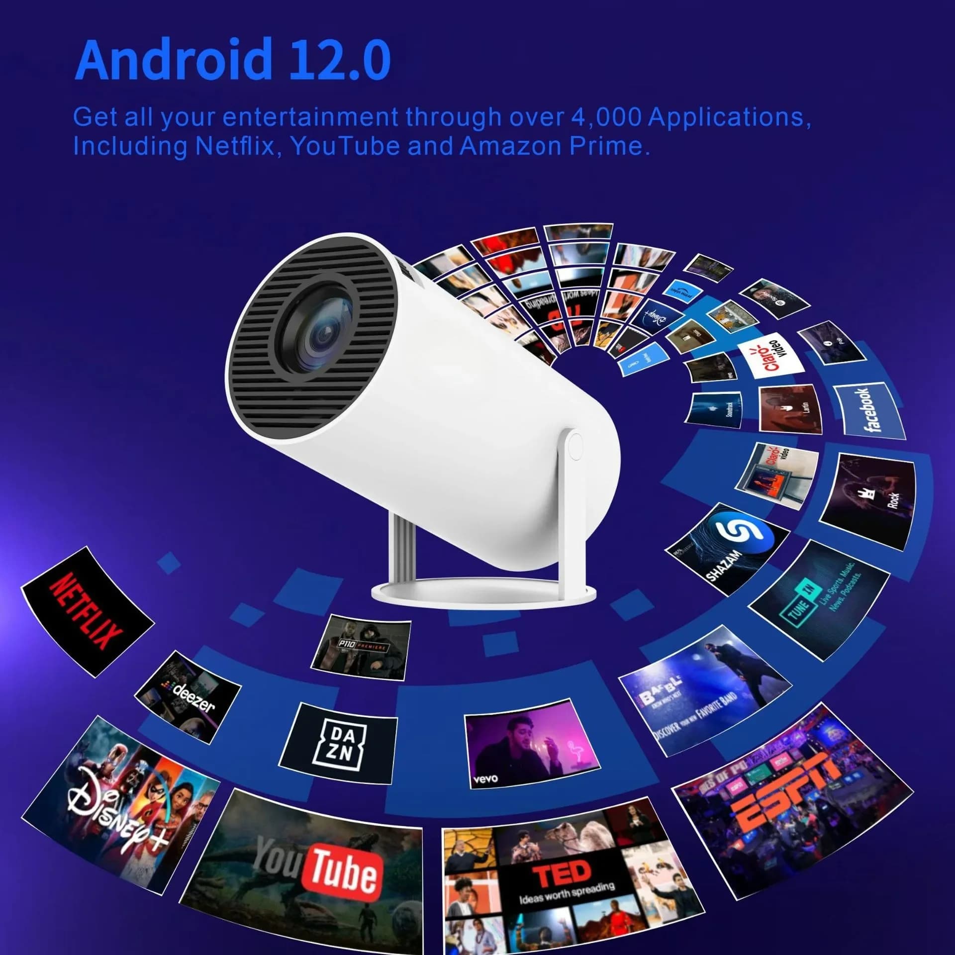 WiFi Wireless Projection LCD Projector High Definition Portable Home Screen Display for Household Use
