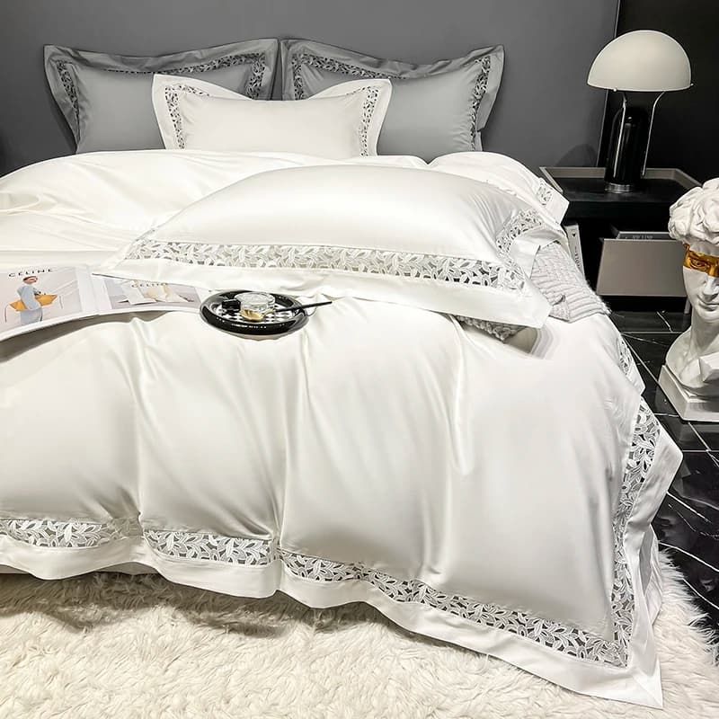 Luxury bedding set with wide edge cable in premium Egyptian cotton 1200TC Soft duvet Set Loyalty for flat/with corners 4 pieces