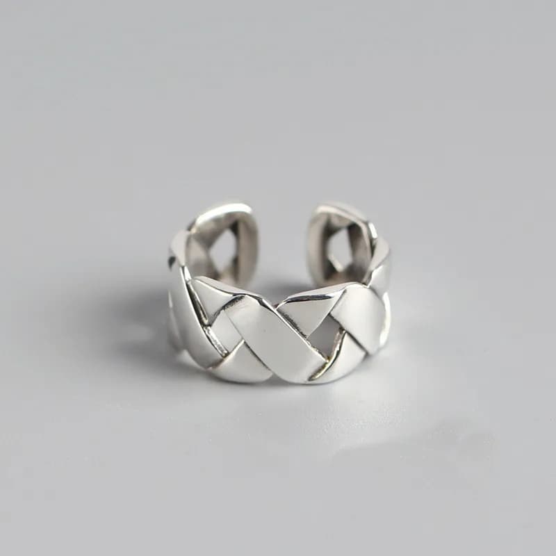 Nuova personalità della moda tessitura gioielli in argento sterling 925 temperamento lucido lettera larga X anelli di apertura R270