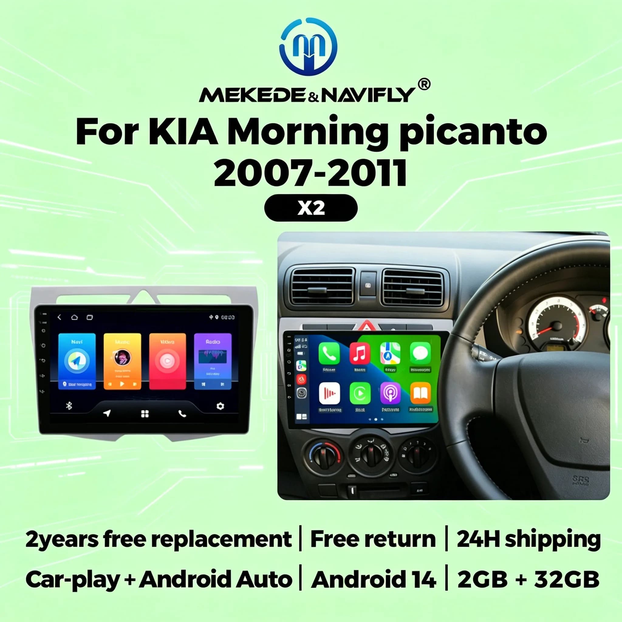 Car Play Android Auto For Kia Morning Picanto 2007-2010 Car Radio Stereo Multimedia Player Wireless Carplay GPS RDS FM Autoradio