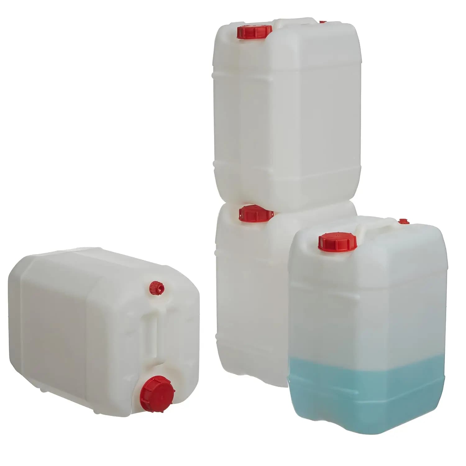 5 Gallon Stackable Plastic Carboy Container, Leakproof Gasketed Cap, Sturdy Built In Handle, Heavy Duty HDPE Food Grade Liquid Storage Jug, Natural White, Pack Of 4