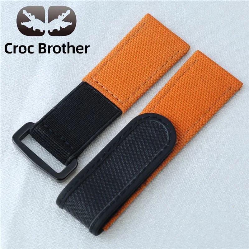 Cinturino per orologio in nylon e pelle con velcro da 22 mm