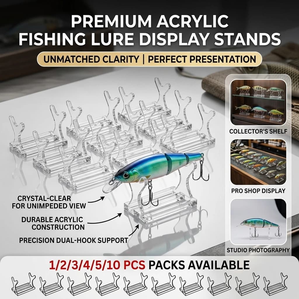Support for exhibition of fishing baits for store Acrylic bait shelf display for deep baits