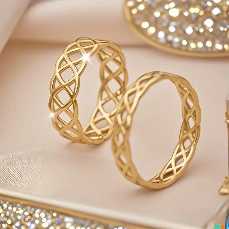 Fashion Light Luxury Literary Interwoven Gold Thread Hollow Ring, Jewelry For Daily Commute, Proposal And Wedding, Holiday Gift