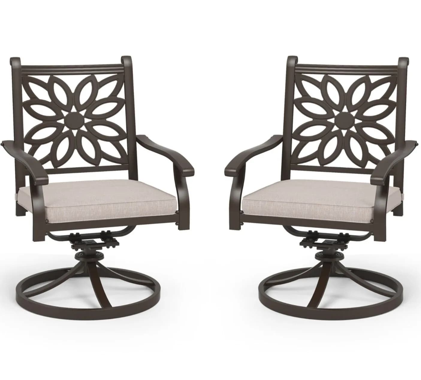 Outdoor Dining Chairs Set of 2 Cast Aluminum Patio Swivel Chairs Heavy Duty
