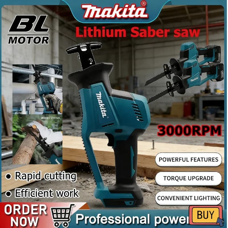 Makita DJR189 18V battery rechargeable portable electric saber saw without brushes for wood and metal cutting