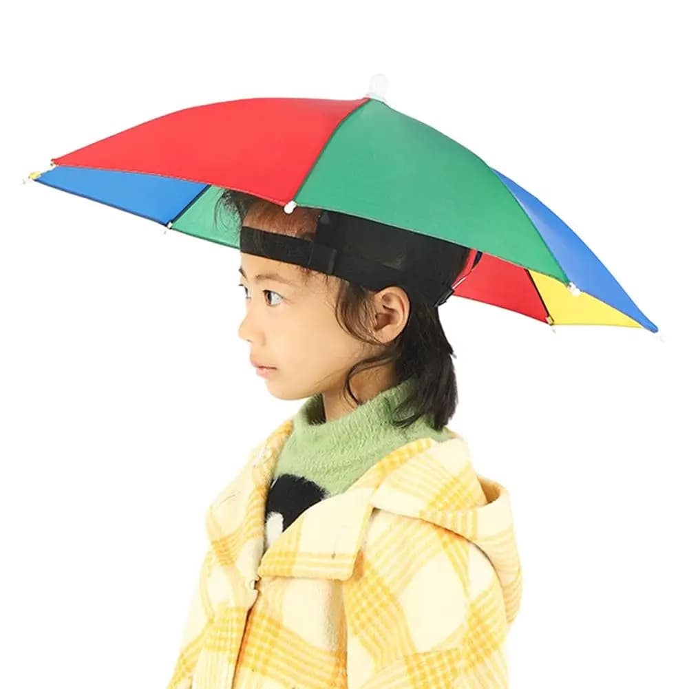 Umbrella Hat For Kids Child Foldable Outdoor Fishing Headwear Cap Head Waterproof Sun Camping Hat Beach Cap Headwear