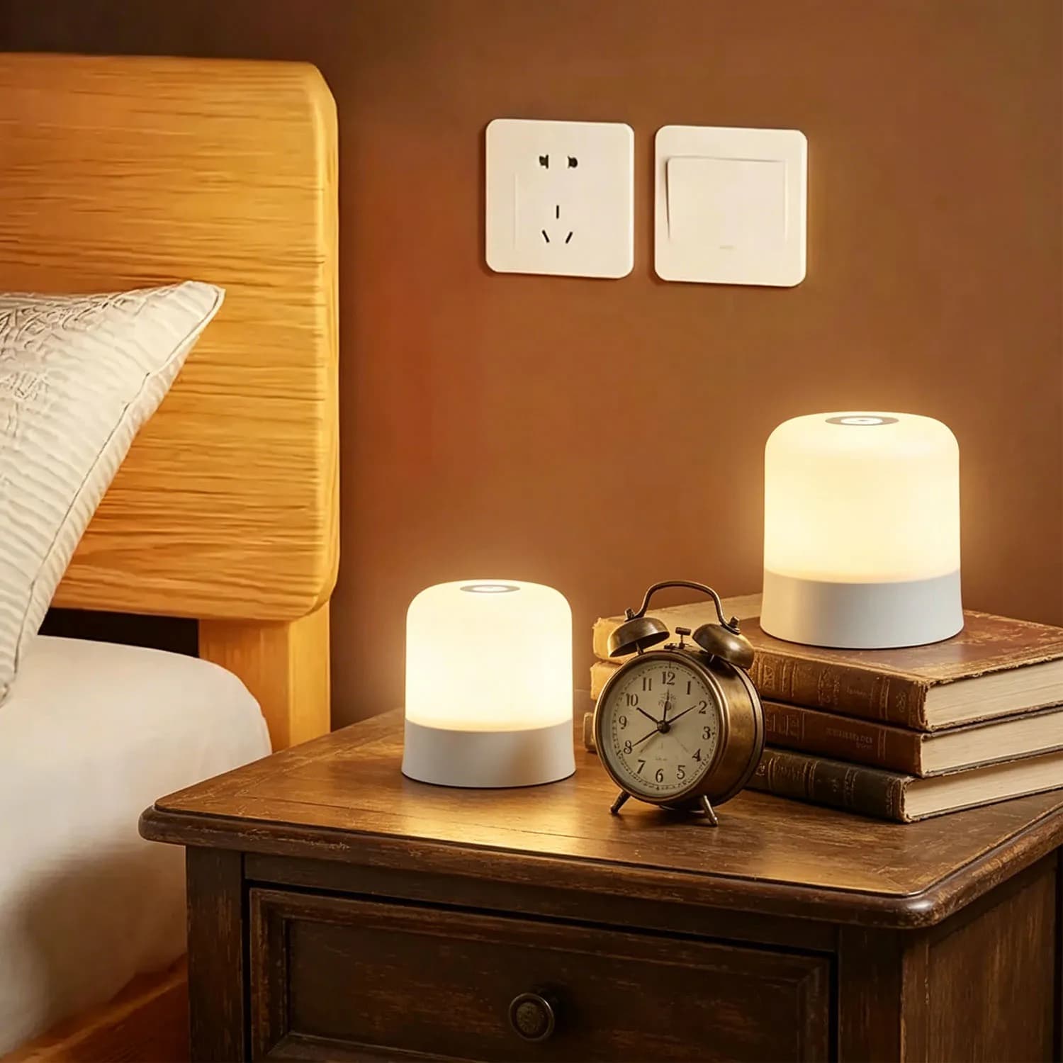 2 luci notturne a LED touch, lampada da scrivania, luminosità regolabile, disponibili in 3 colori, adatte per soggiorno, camera da letto