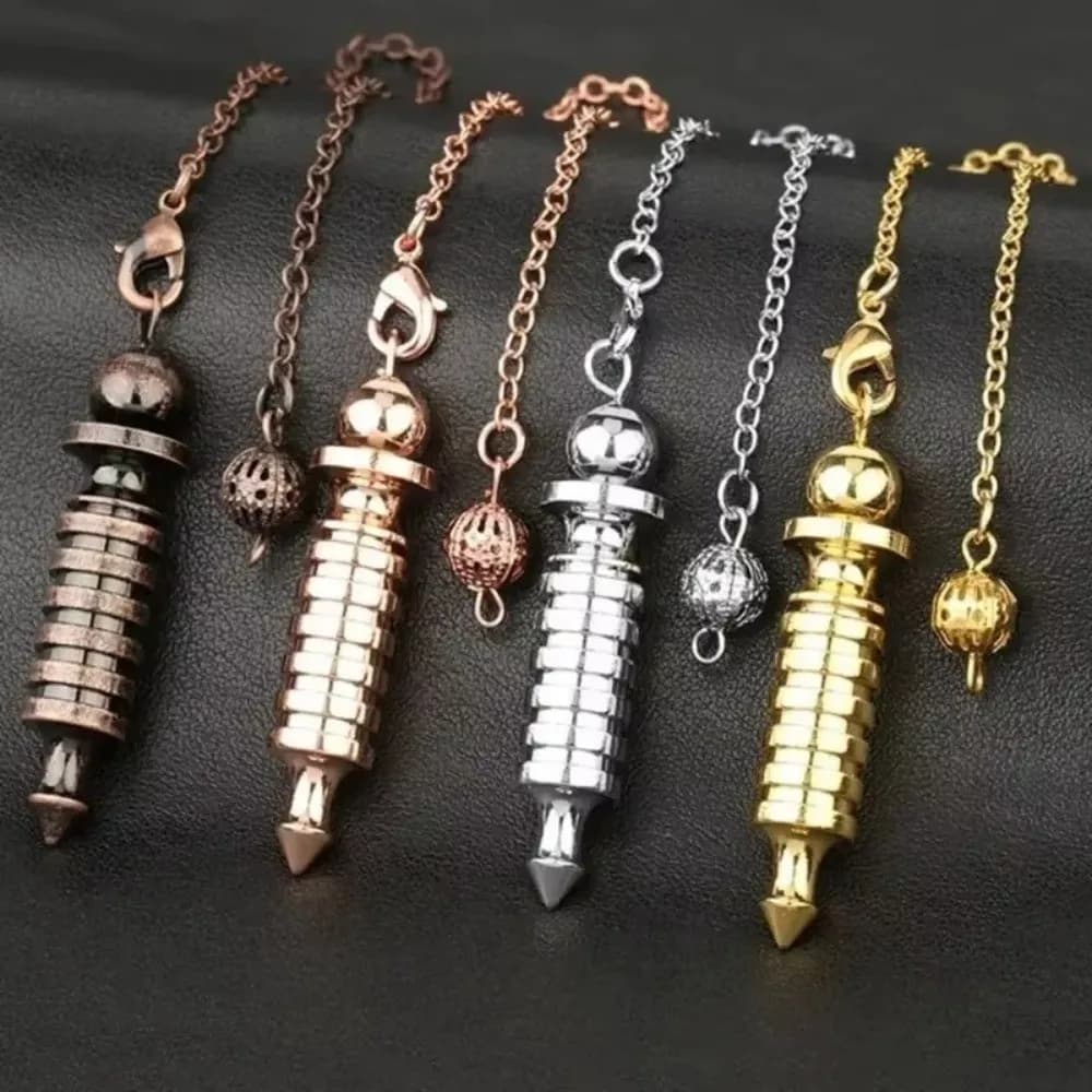 Dowsing Witch Spiritual Pendulos Energy Copper Isis Pendulum Spiral Pointed Meditation Cone Metal Pendulum Jewelry Gift