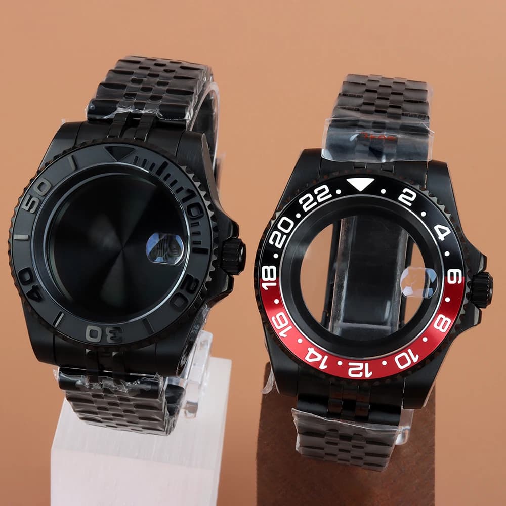 40mm Black Case Jubilee Bracelet Fit Yacht-Master GMT SUB Sapphire Glass Men’s Watch Case For NH34 NH35 NH36 NH38 Movement