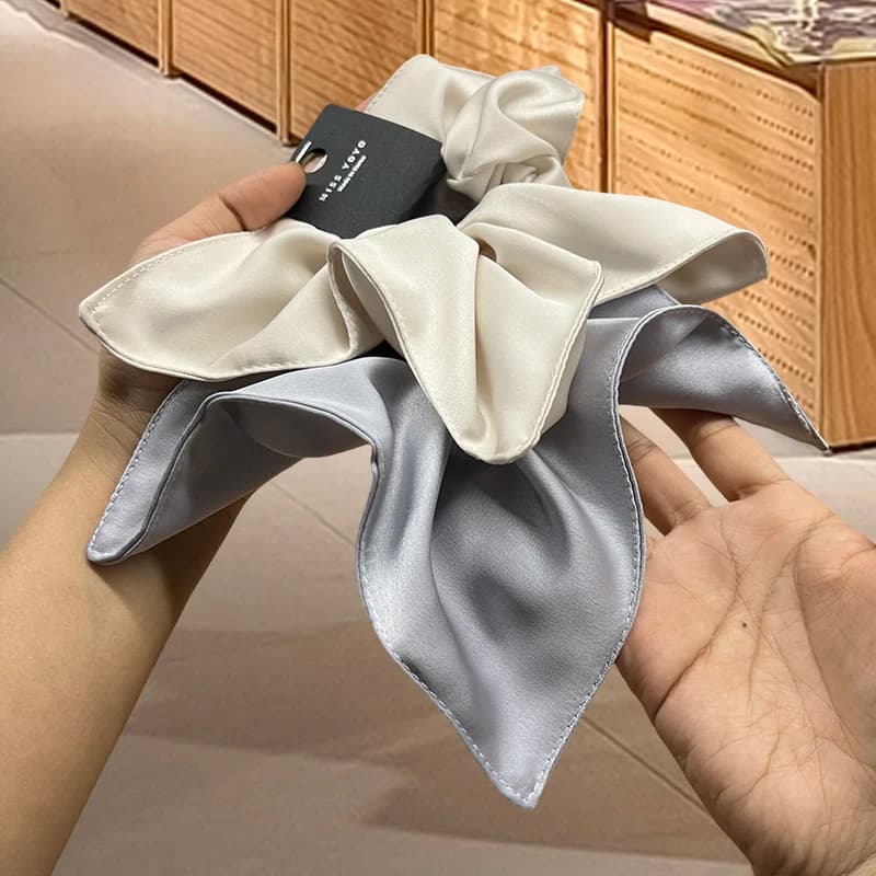 Sciarpa quadrata in seta coreana, fascia per capelli, corda per capelli, fascia per capelli a quattro angoli per ragazza, sensazione francese di fascia alta, cerchio per salsicce grasse